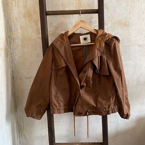 Brown rain jacket